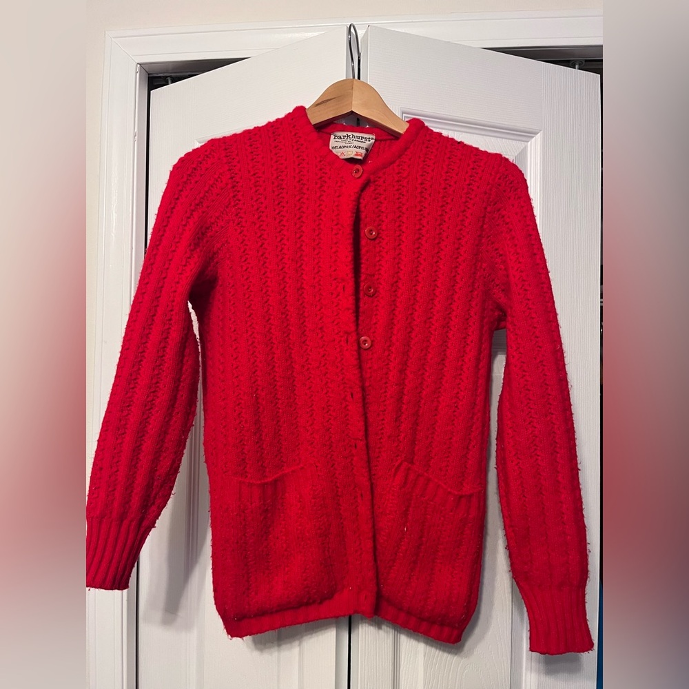 Vintage Red Cardigan - Made in Canada